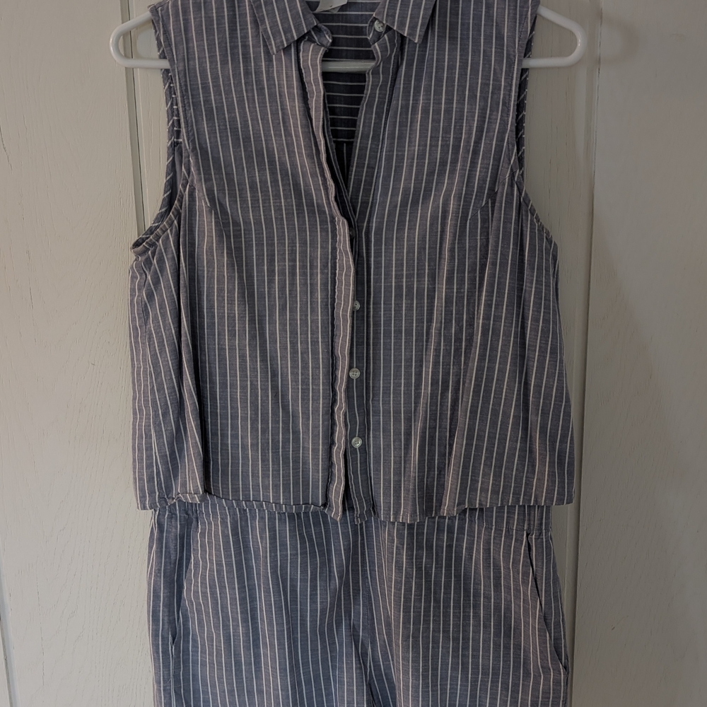 Club Monaco Blue and White Striped Romper